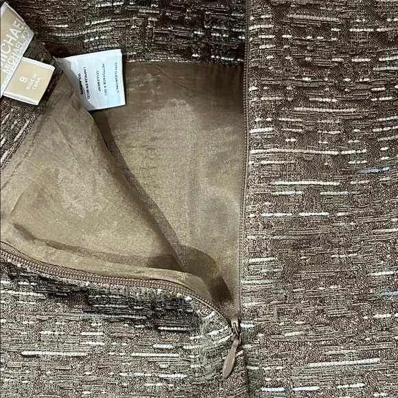 Michael Kors Shimmer Glam Metallic Brown Pencil Mini Skirt - size 8 - Picture 3 of 11